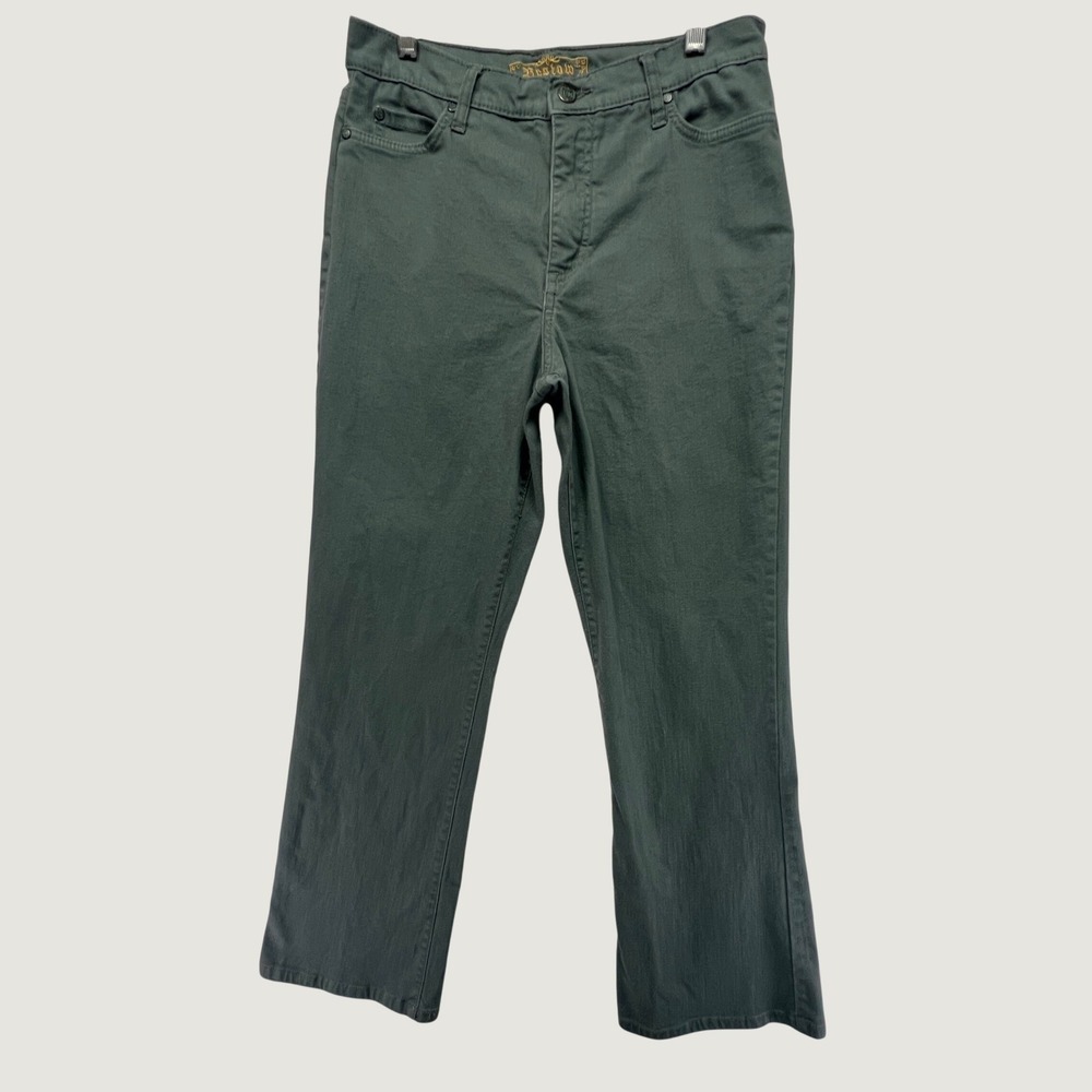 Bestow Womens Sage Green Straight Leg Five-Pocket Stretch Cotton Pants Sz 29x26